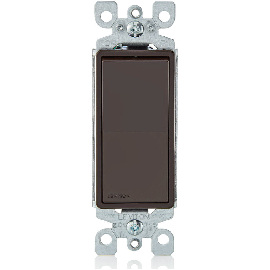 Decora Rocker Switch, Residential Grade, Self Grounding, 15A, 120/277V, 1-Pole, Brown