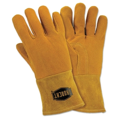 Insulated Top Grain Reverse Deerskin MIG Welding Gloves, Medium, Orange/Tan