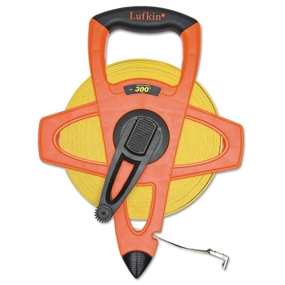 Hi-Viz Orange Reel Fiberglass Tape, 1/2 in x 300 ft, SAE, Orange, 1/10 in Grad