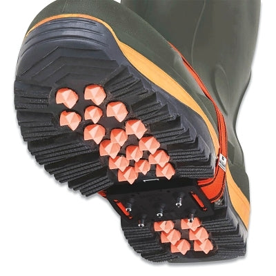 Mid-Sole Ice Cleat, One Size, Polymer Blend, Black/Hi-Vis Orange, High Profile