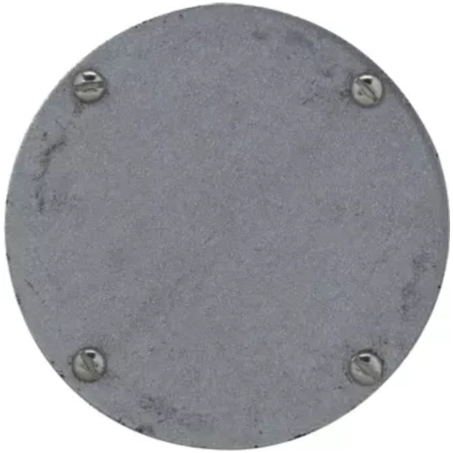 Box Cover, Cast Iron or Aluminum Device Box, Round, Feraloy Iron Alloy, Blank