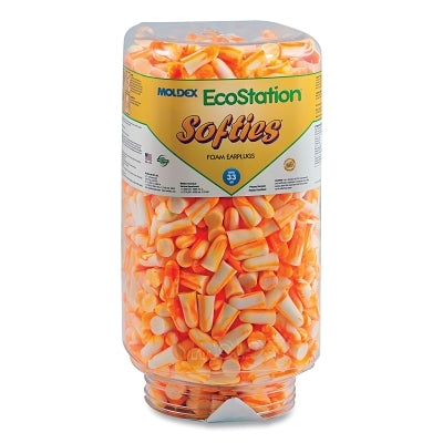 EcoStation Dispenser Snap-In Earplug Refill, Recyclable Bottle, Foam Earplugs, Orange/White Swirls/Streaks, Softies