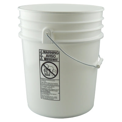 Plastic Pail, 5 gal, 12.24 in dia x 14.5 in H, White, Includes EZ Lid