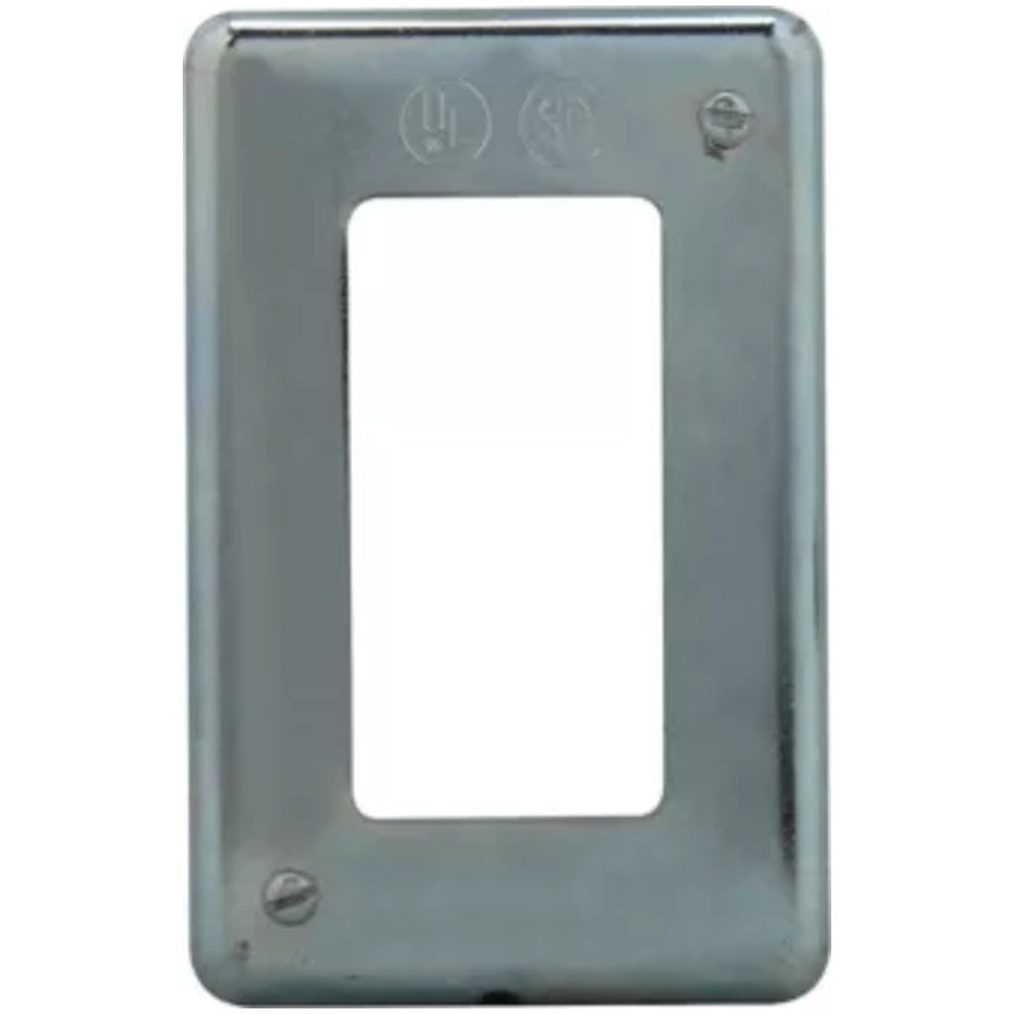 Box Cover, Cast Iron or Aluminum Device Box, 1-Gang, Sheet Steel, GFCI