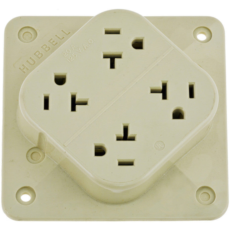 4-PLEX Specification Grade 20A 125V Straight Blade Receptacle With Heavy Duty Impact Housing