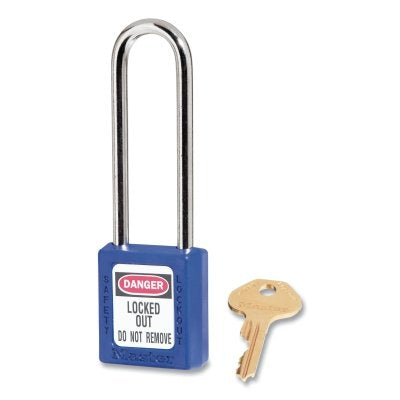 Zenex Thermoplastic Safety Lockout Padlock, 410, 1-1/2 W x 1-3/4 H Body, 3 in H Shackle, KD, Blue