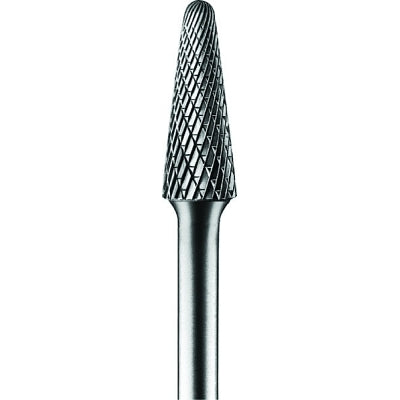 Carbide Taper/Radius Bur Bit, 1/2"Dia. x 1 1/8"L Cut, 1/4" Shank, Alt. Diamond