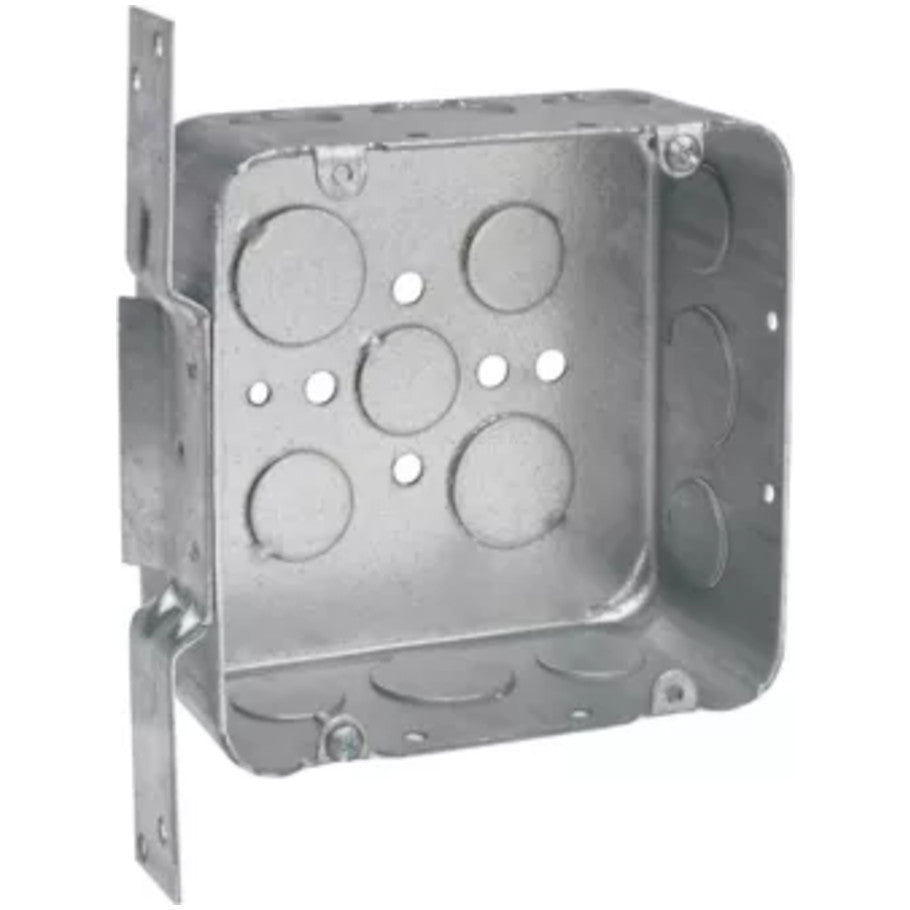 4-11/16 in. Sq. Box, Steel, Drawn, 2-1/8 in. D, (5) 1/2   (4) 1/2 3/4 in. C Side KO, (3) 1/2   (2) 3/4 in. Bottom KO, VS Bracket