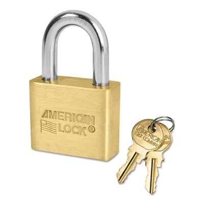 Solid Brass Padlock, 5/16 in dia, 1-1/8 in L, 3/4 in W, Keyed Alike, Keyed - D109