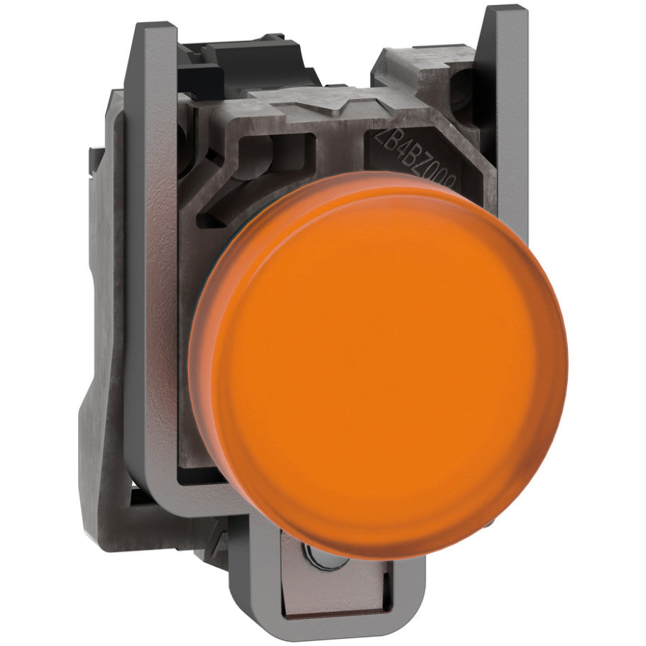 Pilot light, Harmony XB4,metal, orange, 22mm, universal LED, plain lens, 24V AC DC