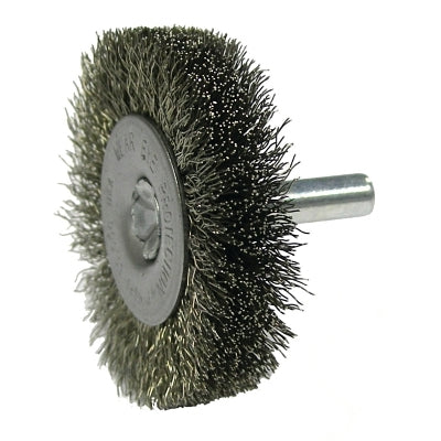 Crimped Wire Radial Wheel Brush, 2 in D, .008 Stainless Steel Wire