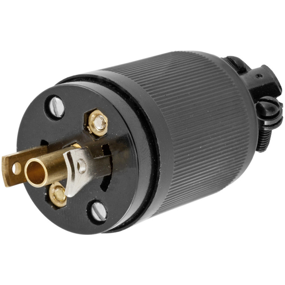 Midget Twist-Lock 15A 125V 2P3W Phenolic Plug With Black Nylon Cover and Multiple Drive Screw Terminals