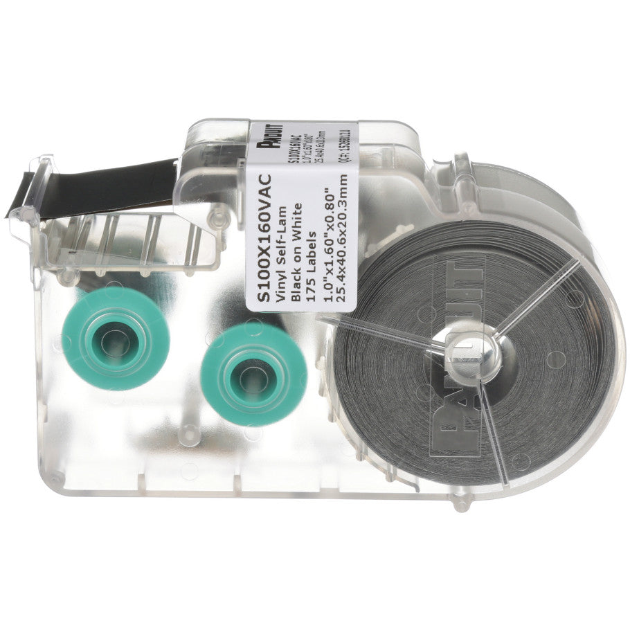 P1 S100X160VAC Self-Lam, Vinyl, White, 175 Lbls, 1", 0.8" PO H, PK1