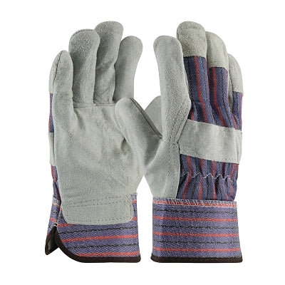 Industry Grade Leather Palm Gloves, with Fabric Back, Large, Gray