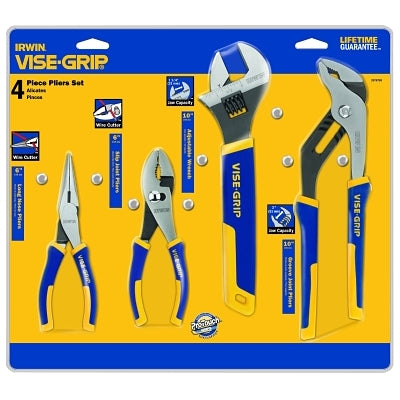 4-pc ProPlier Sets, 6in Long Nose/6in Slip Joint/10in Pliers/Tray