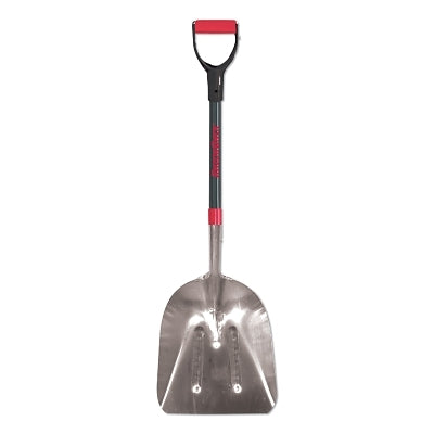 Aluminum Scoop with Fiberglass Handle and D-Grip, 24.5 in L Blade, 14.5 in W Blade, Square Tip, 29 in L Handle