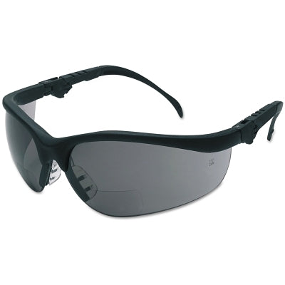 Klondike KD3 Series Bifocal Reader Safety Glasses, Gray Lens, Black Frame, 1.0 Diopter