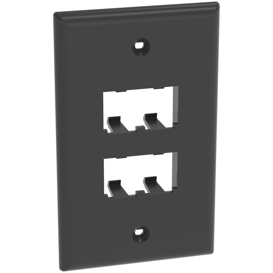 Mini-Com Classic Series, 1 Gang, Vertical Faceplate, 4-Port, Black