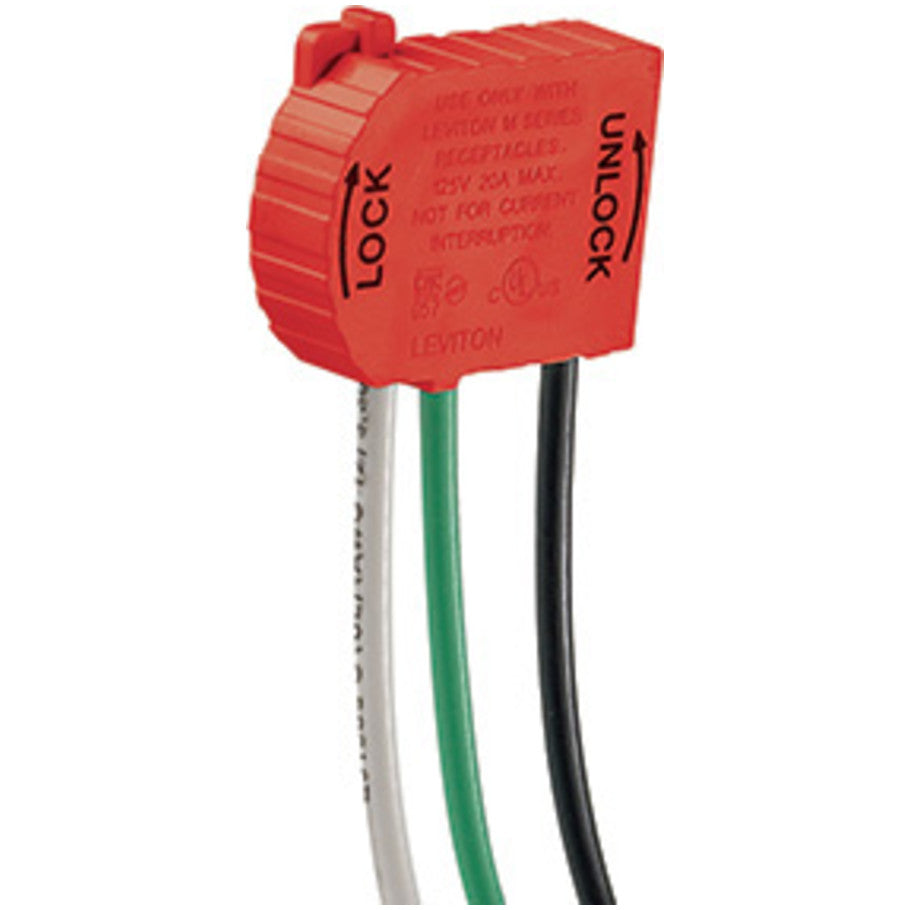 Right Angle Wiring Module, 20A, 125V, 2P3W, For Lev Lok Receptacles, 6 in. Stranded No. 12 THHN Wire Leads, Red