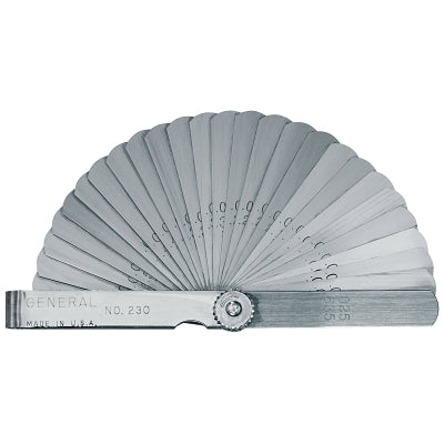 Straight Leaf Feeler Gauge, 26 Leafs, 3 in L x 1/2 in W,  0.0015 in to 0.025 in Leaf Thickness