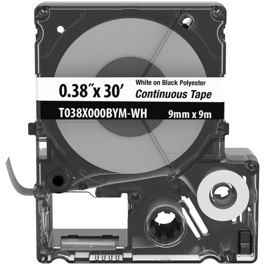 MP Cassette,Poly Cont Tape, .38"W x 30' L,WH on BK