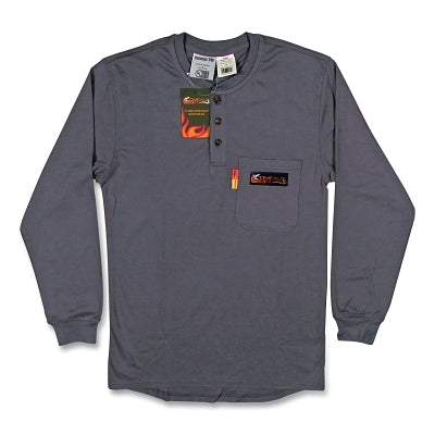 FR Treated Henley Shirts, 2X-Large, Grey