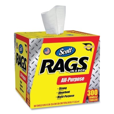 Scott Rags In A Box, White, 9 in W x 12 in L, 300/Box