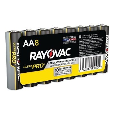 Ultra Pro Alkaline Battery, 1.5V, AA, Shrink Pack, 8/PK