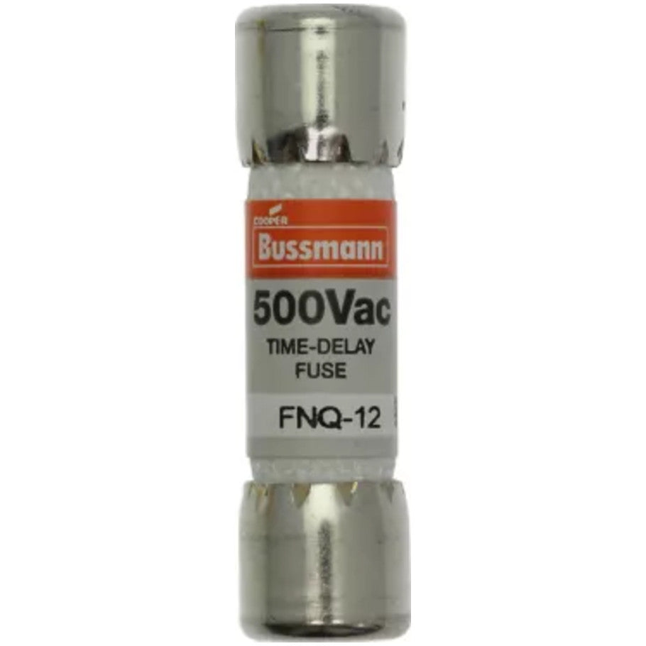 FNQ Series Time Delay Supplemental Fuse, Fiber Tube, 12A, 500V, 13/32 x 1-1/2 in., Color Code Orange
