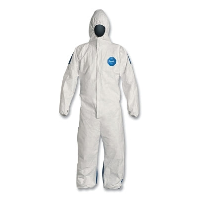 Tyvek 400D Coveralls with Attached Hood, Blue/White, Large