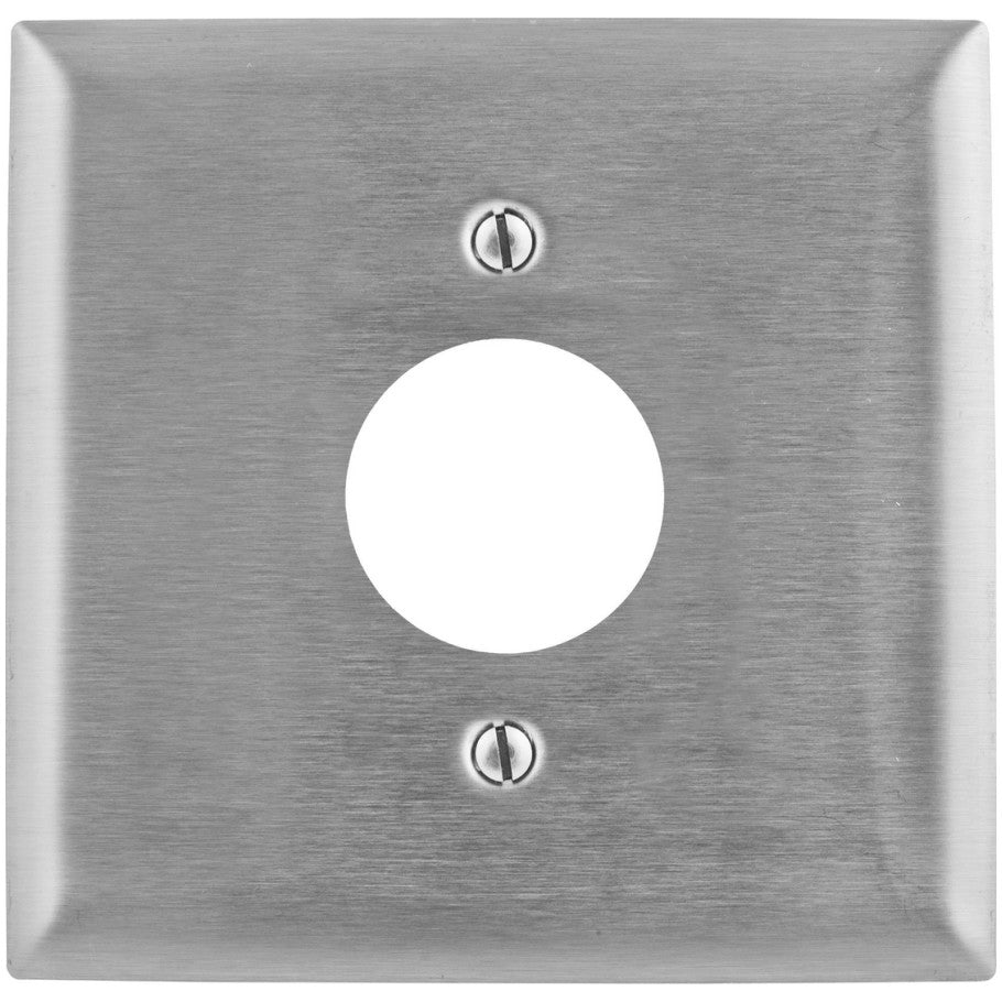 2 Gang Single Receptacle Stainless Steel Wall Plate With 1.60 in. Dia. Device Opening