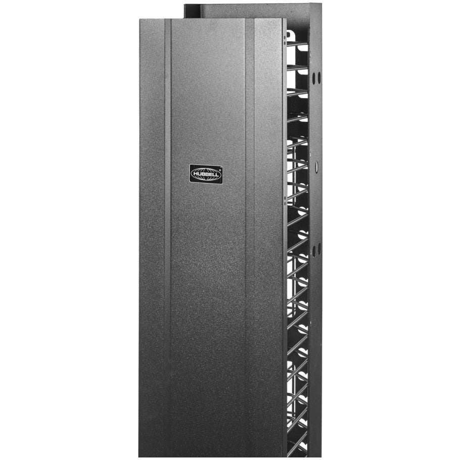M-Series Cable Manager with (4) Gates   (20) 3 in. Spools, Vertical, Double-Sided, Steel, Black, 84 H x 6 W x 13 in. D