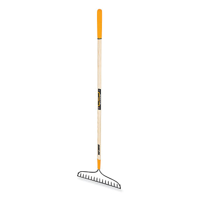 Bow Rake, Steel, 16 Tines, 57 in Straight Fiberglass Handle with Cushion End Grip