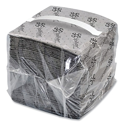 Sorbent Pads and Rolls, 18 in L x 16 in W, Universal, Extra Heavy, Single-Ply, Gray, Pads