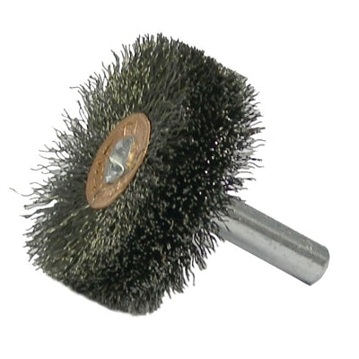 Stem-Mounted Wide Conflex Brush, 2 1/2 in D x 3/4 in W, .014 in Steel Wire