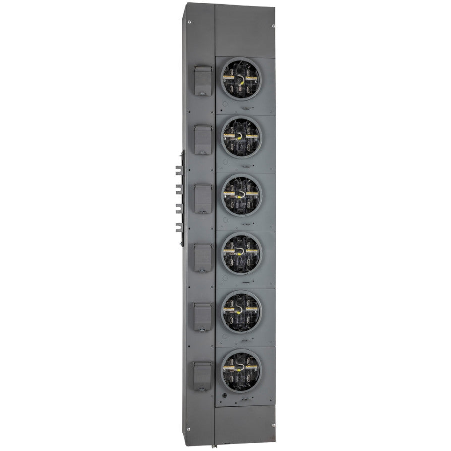 Meter Center Branch Unit, 10 kA, 125A, 120/240V ac, 1-Phase, 3-Wire, 5-Socket, Surface Mount, 65 H x 15.38 W x 8.95 D in.