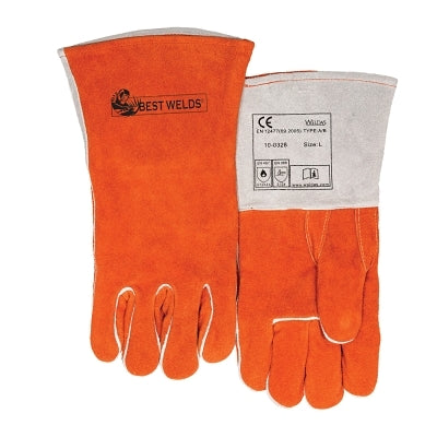 COMFOflex Premium Leather Welding Gloves, Split Cowhide, Large, Russet