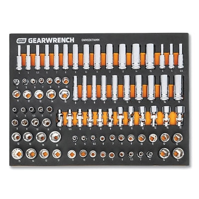 Modular Master Socket Set, 89-pc, Metric, 6 and 12 Point, 1/4 in Drive