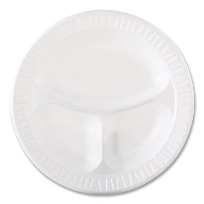 Quiet Classic Laminated Foam Dinnerware, 10-1/4 in, Divided, White