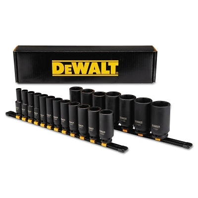 Deep Impact Socket Set, 19-Pc, 1/2 in Drive, 6-point, SAE