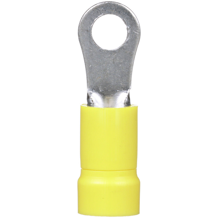 Pan-Term PV10-8R-L Ring Terminal, Yellow, Vinyl, 10-12 AWG, PK50