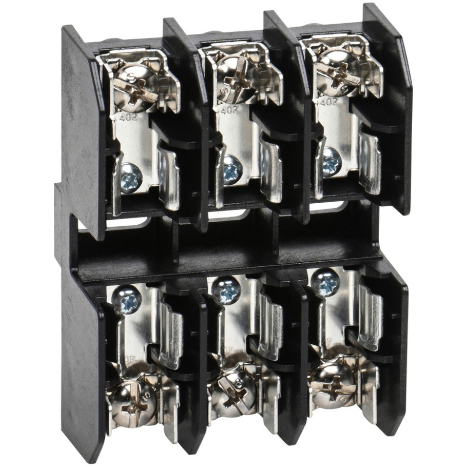 Fuse Blocks and Fuse Holders, Class M, 0.4063 x 1.5 in, Surface, 3-Pole, 30 A, 600 V ac, 600 V dc