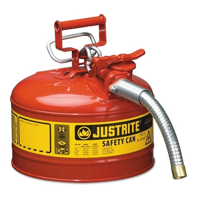 Type II AccuFlow Safety Can, Gas, 2.5 gal, Red, Includes 1 in OD Flexible Metal Hose