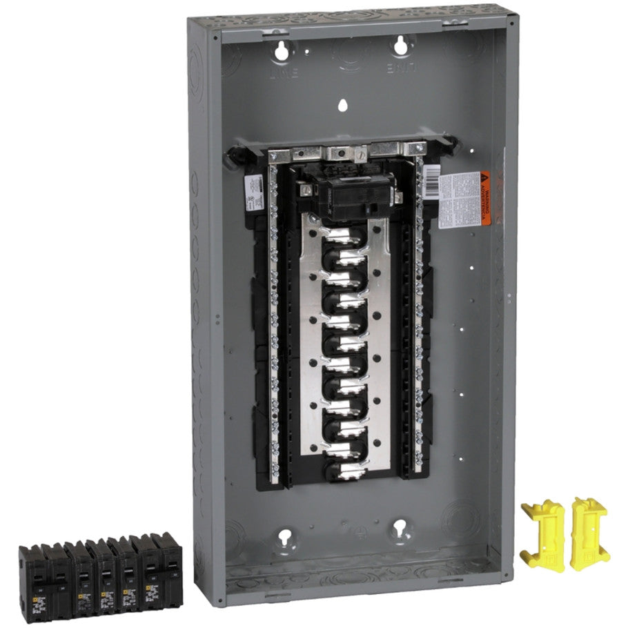 Homeline Load Center, Main Breaker, Indoor, 100A 120/240V 1 Phase, 48 Single Pole/24 Tandem (Value Pack)