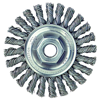 Cable Twist Knot Wire Wheel, 4 in dia x 1/4 in W, 0.020 in Steel Wire, 20000 RPM
