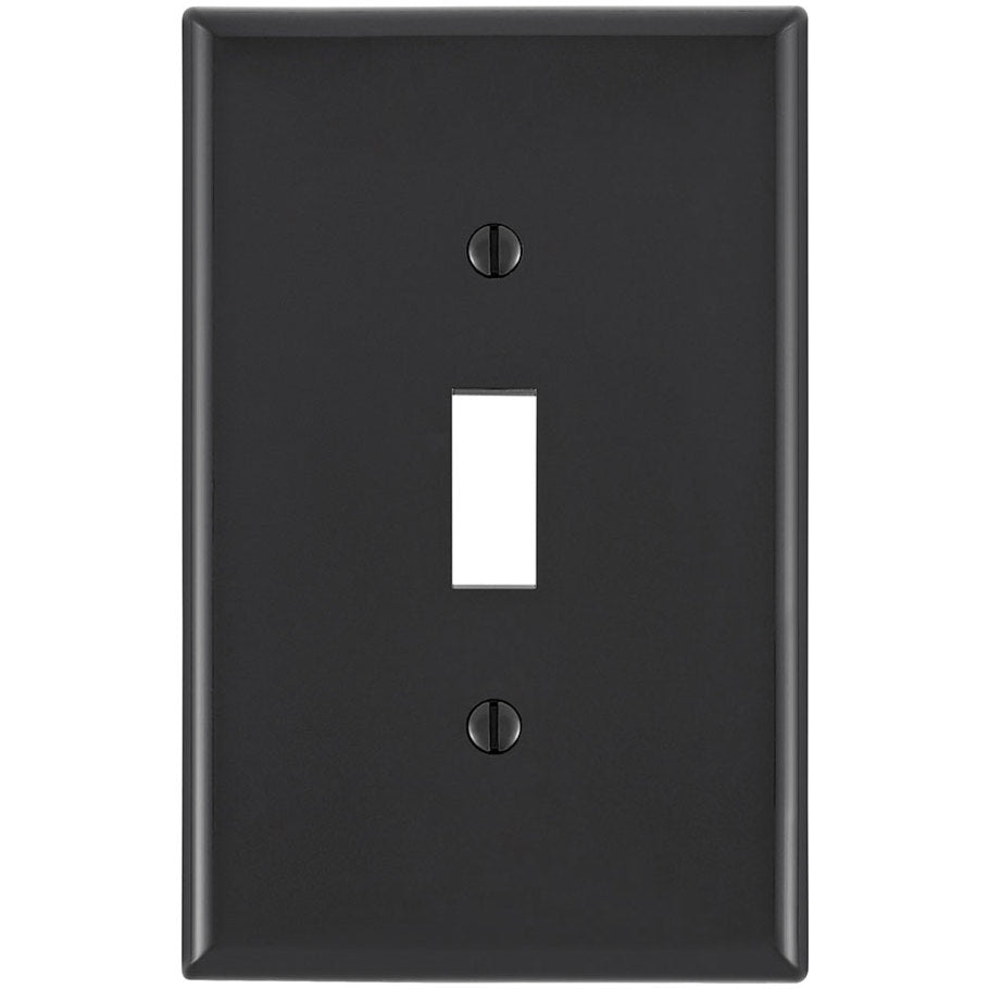 Wall Plate, Mid-Sized, Thermoplastic Nylon, 1 Gang, (1) Toggle, Black