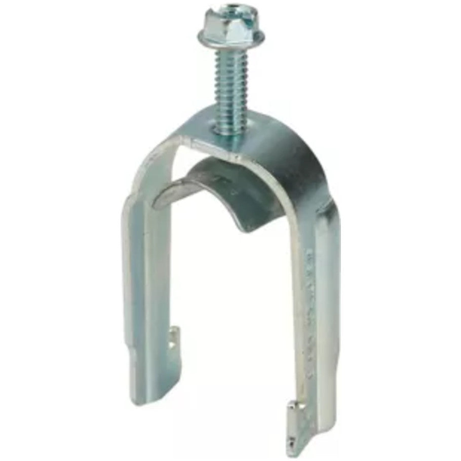 Zinc Plated Steel 1-Piece Rigid/IMC/EMT Conduit Clamp With Saddle, 3/4in. Rigid or 1 in. EMT