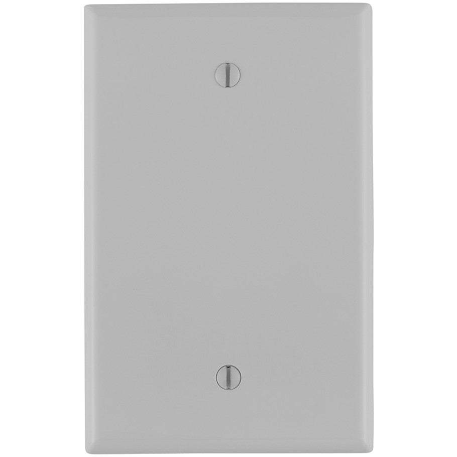 Wall Plate, Blank, 1-Gang, Midsize, Box Mount, Gray Thermoplastic Nylon