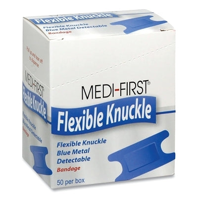 Blue Metal Detectable Bandage, 1-3/4 in W, 3 in L, Knuckle, Fabric