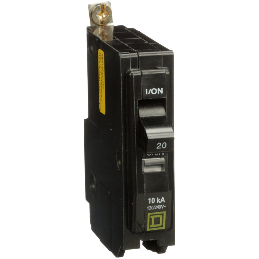 QO Miniature Circuit Breaker, Bolt-On, 10 kA, 120/240 Vac, 1-Pole, 20A, High Magnetic Trip